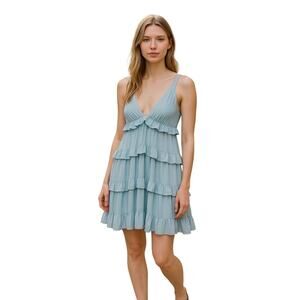 MAC DUGGAL Dress Size 2 Evening Gown Light Blue Mini Sleeveless Powder Blue NEW